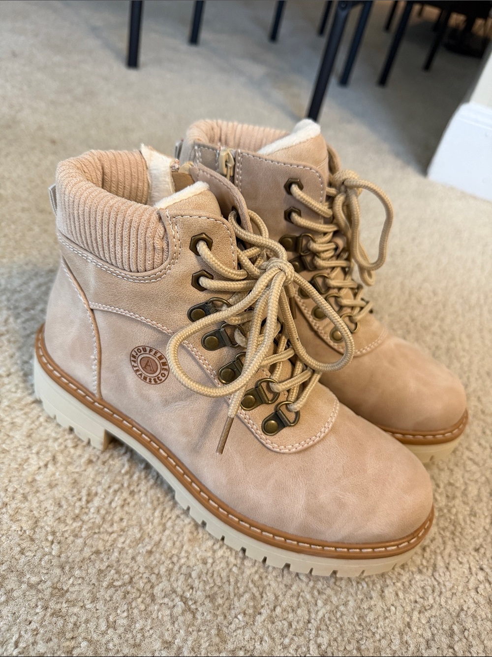 Women's Tan Lace-Up Faux-Suede Ankle Boots